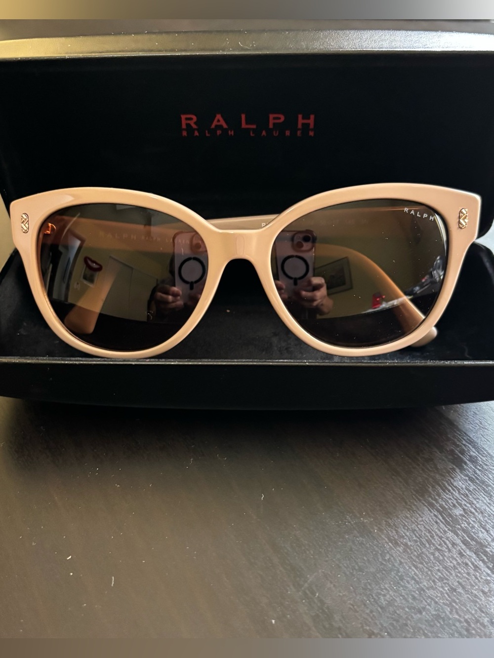 Ralph Lauren Taupe Cat-Eye Sunglasses with Brown Gradient Lenses